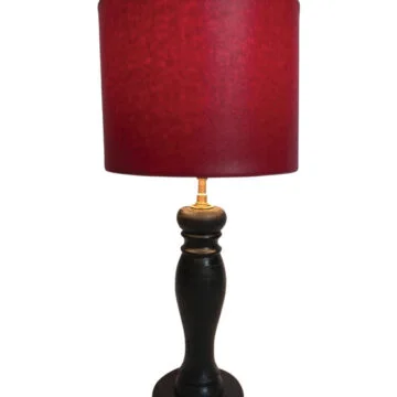 Lampe avec abat-jour cuir rouge