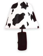 lampe en bois abat jour vache