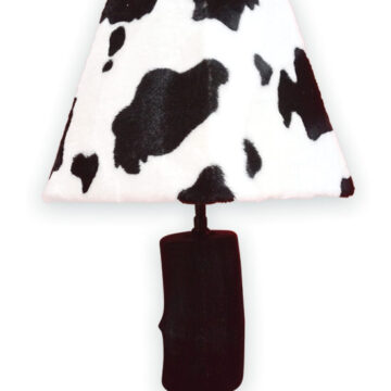 lampe en bois abat jour vache