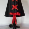 Lampe artisanale BSK "Lacée" satin noir ruban rouge