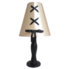 lampe bois abat jour lacets couleur champagne