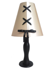 lampe bois abat jour lacets couleur champagne