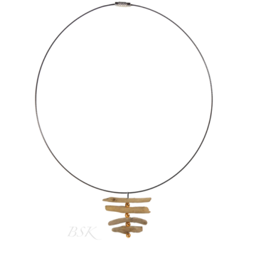 collier bois flotté perles or