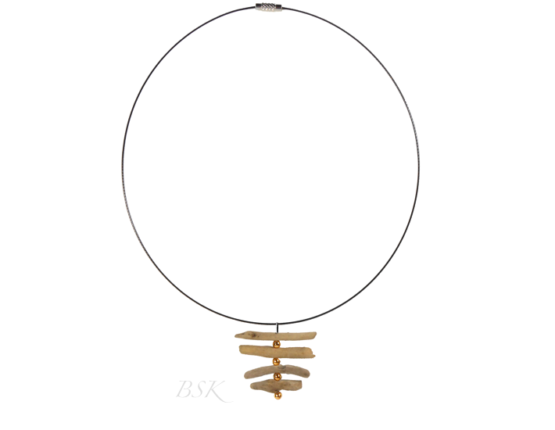 collier bois flotté perles or