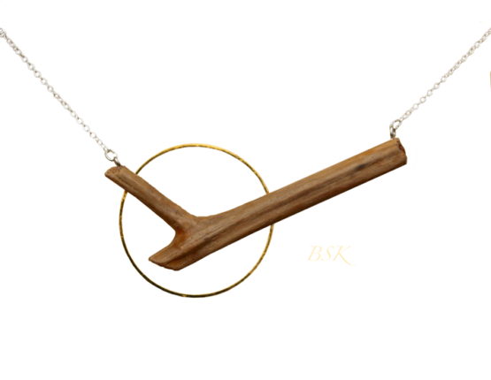 collier argent Y cercle or