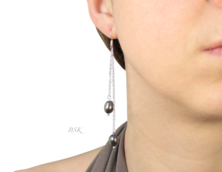 BO dbl perles o douce noires pendantes