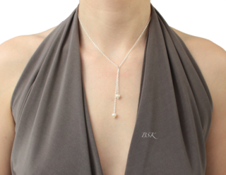 Collier argent dbl perles eau douce blanche porte