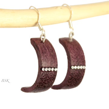 Boucle d'oreilles en bois et strass Swarovski