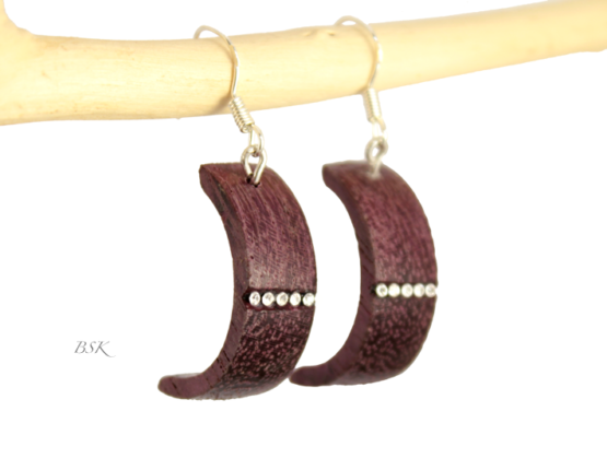 Boucle d'oreilles en bois et strass Swarovski