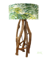 lampe en bois abat jour feuillage