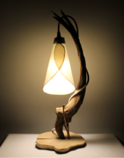 Lampe bois flotté à abat-jour suspendu
