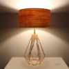 Lampe BSK tendance bois et metal Diamant cuivre allumee