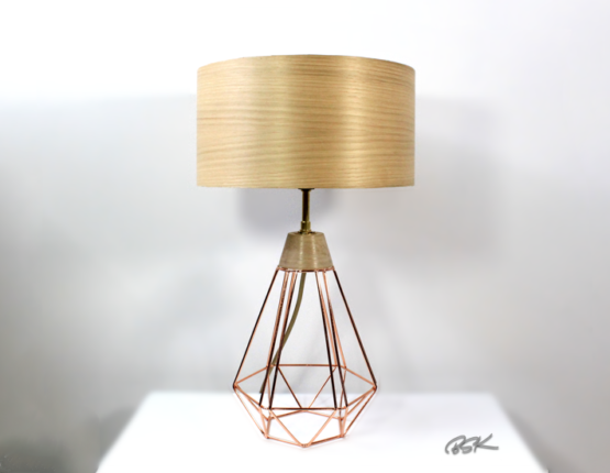 lampe bois et metal moderne et design Diamant cuivre
