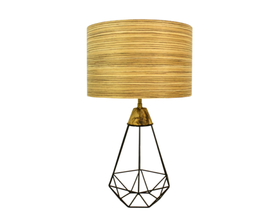 Lampe métal et bois , abat-jour en feuille de bois Lampe industrielle et nature