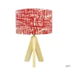 Lampe bois abat-jour rouge graphique