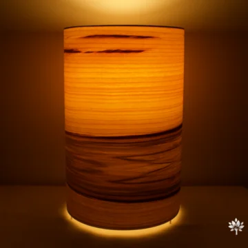 luminaire Abat-jour en bois, lampe à poser en feuille de bois