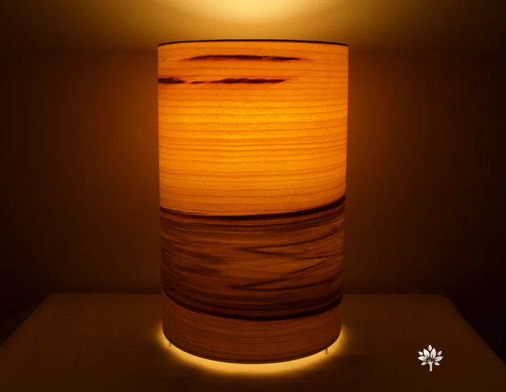 luminaire Abat-jour en bois, lampe à poser en feuille de bois