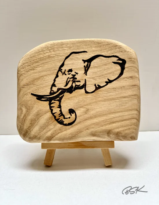 Petit tableau en bois Elephant
